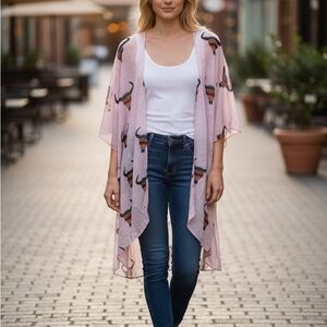 ⭐️NEW Lucky & Blessed Lavender Kimono with Bull Print